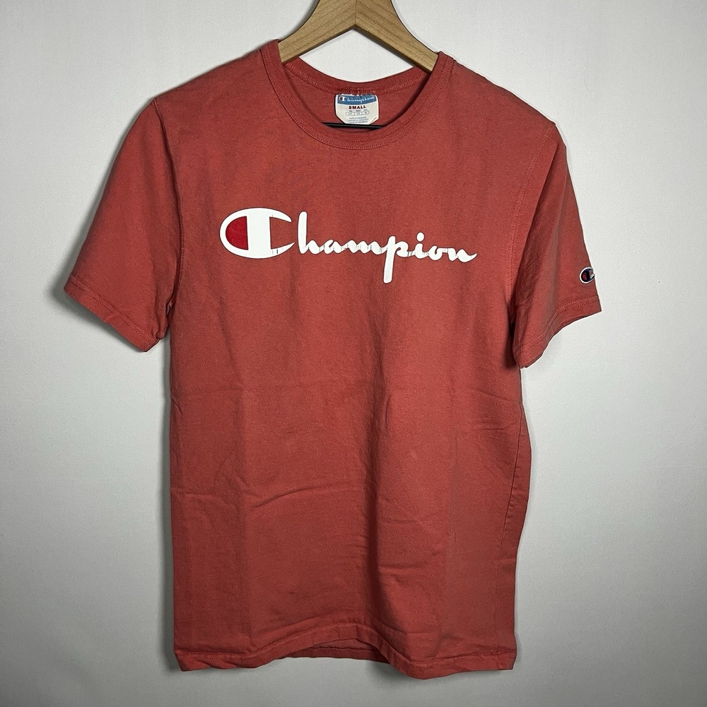 Champion Blouse Women Size Small Pink Cotton Graphic Short Sleeve Top‎ Tee Shirt